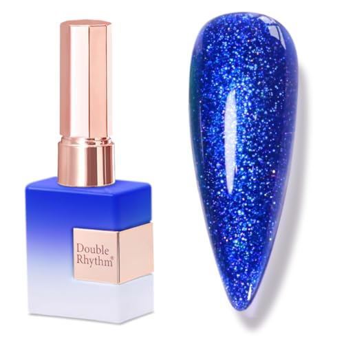 Double Rhythm 15ML Snow Glitter Gel Polish Shimmer Reflective Holographic Color for Nail Art Salon DIY at Home (B1240) - color: Celestial Navy Purple