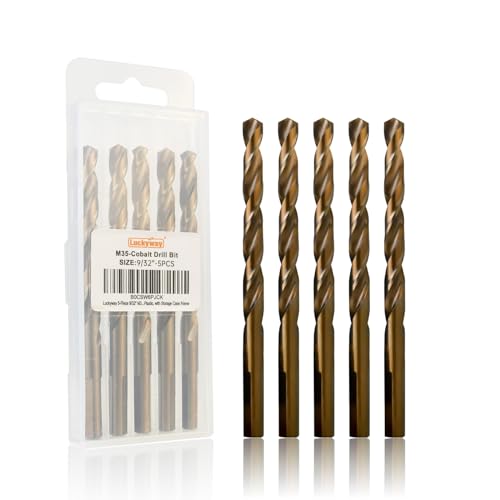 Luckyway 9/32 Inch Cobalt Drill Bits (5 Pack), M35 HSS 9/32" Metal Drill Bit Titanium Coated for Hard Metal, Stainless Steel, Cast Iron, Wood and Plastic, with Storage Case - style: 9/32" (5Pcs) Cobalt Drill Bits