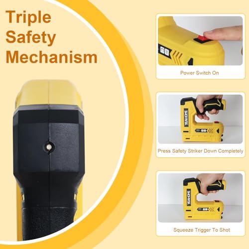 YEAHOME Electric Staple Gun, 2 in 1 Light Duty Cordless Staple Gun for Upholstery with 2000 Staples & Nails, 3.7V Brad Nailer Kit with USB Charger & Staple Remover for Wood, Carpentry, Crafts, DIY