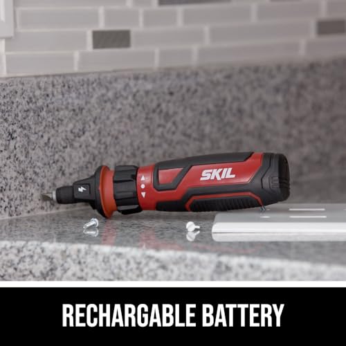 SKIL Rechargeable 4V Cordless Screwdriver with Circuit Sensor Technology Includes 45pcs Bit Set, USB Charging Cable, Carrying Case - SD561204
