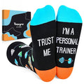 HAPPYPOP Funny Gifts for Women Men - Mechanic Graphic Designer Bus Driver Plumber Sock - color: Trust Me I'm a Personal Trainer