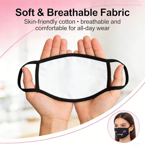 16Pcs Cute Face Mask for Women & Men Kawaii Anime Mask, Reusable Washable Cat Face Masks With Soft Cotton Anti-Dust Cute Masks for Adult Teens, Black & White