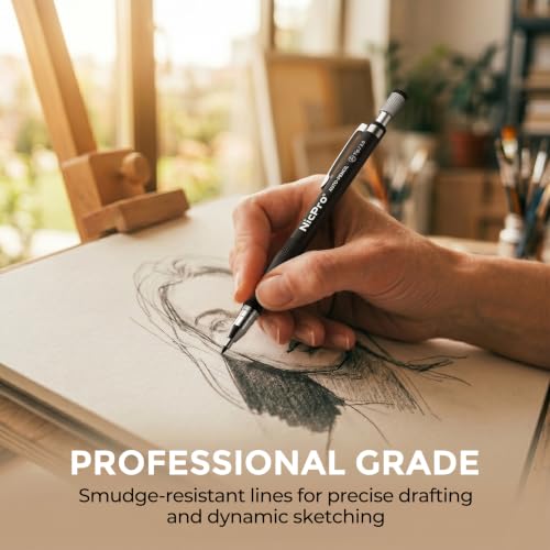 Nicpro 11 Pieces Colors 2mm Mechanical Pencil Set 3 PCS Carpenter Drafting - color: Black & Colors