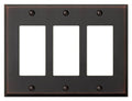 Amerelle Manhattan Triple Rocker Cast Metal Wallplate in Aged Bronze, 3 Rocker - size: 3 Rocker