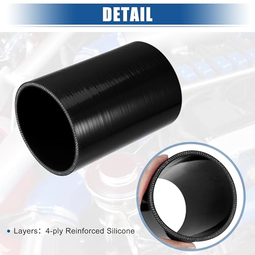 uxcell 3.75" ID 6" Length 4-Ply Reinforced High Temp Straight Coupler Silicone Reducer Hose Black for Car Intercooler Intake Piping - size: 3.75" ID