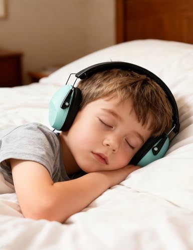 Kids Noise Canceling Earmuffs, 25-30dB Noise Reduction Ear Protection, Adjustable Headband Concert Fireworks, Autism - color: Light Blue