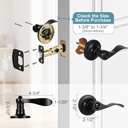 10 Pack Door Handles Interior Door Knobs, Door Locks for Bedrooms