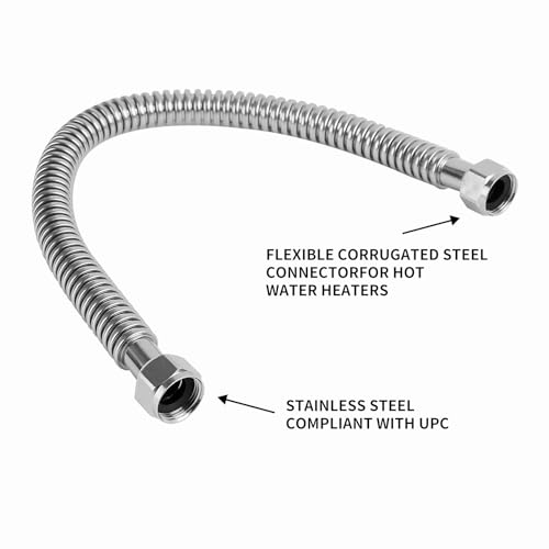 18inch Stainless Steel Corrugated Water Heater Connector Flexible for Female Iron Water Pipes Fitting, 3/4" FIP x 3/4" FIP(2 Packs)… - style: 18"L/ 3/4"FIP