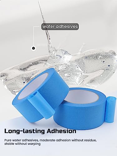 Lichamp Blue Painters Tape, 2 Bulk Pack 1.9 inch by 55 Yards Paper Tape | By 55 Yards Paper Tape, Blue Tapes for Crafts Arts