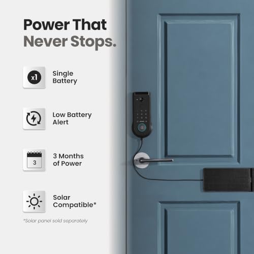 Lockin Veno Pro, All-in-One Smart Lock for Front Door - size: Single Battery, style: Palm Vein+32G Local Storage