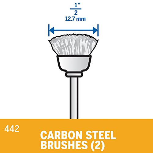 Dremel 442-02 Carbon Steel Brushes (2 Pack), 1/2" Diameter - size: 2-Piece, style: Carbon Steel Brush