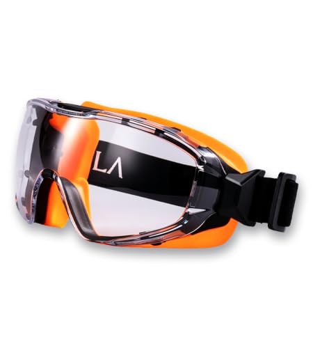 ANSI Z87.1+ Safety Goggles Over Glasses, Anti-Fog&Anti-Scratch UV380 Lenses - color: Orange