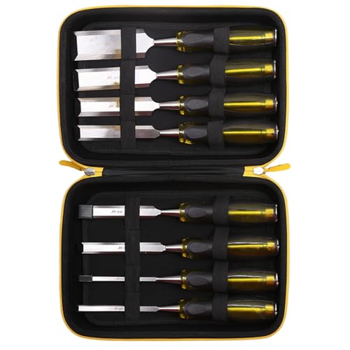 Tourmate Hard Storage Case for HURRICANE/MECHEER/WFOEJEJ/WORKPRO/Milwaukee Wood Chisel Set - Travel Box Suitable for 4/8 Piece&Complete Sets of Chisels(Box for Sale) (Black & Yellow, M (8 PCS)) - size: M (8 PCS)