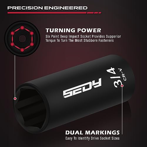 3/8" Drive Impact Socket Set - 49-Piece SAE (5/16 to 3/4 inch) and Metric (8-22mm) Sizes with Extension Bars and Universal Joint Standard & Deep CR-V Material for High Durability Impact Wrench - style: 3/8" | 49-Piece Standard & Deep