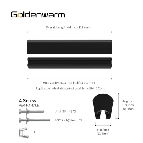 Goldenwarm 10 Pack 1-4" Black Adjustable Cabinet Drawer Pulls for Kitchen - color: Black, size: 1 in to 4 in (25-102 mm)