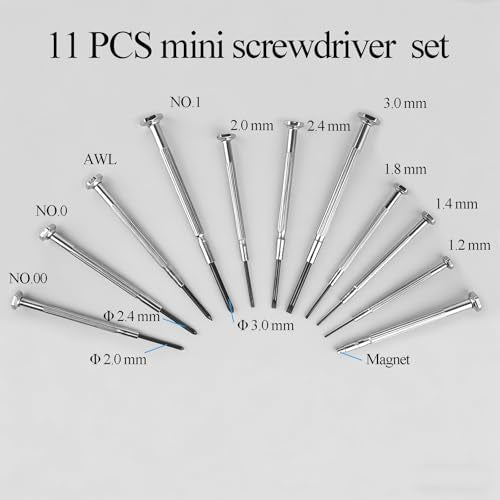 11PCS Small Precision Screwdriver Set, Premium Mini Screw Driver Set Kit, 6 Different Sizes of Flat Head Philips Screwdrivers for Watch, Eyeglasses, Electronics, Repair Box (Pack of 2) - size: Small (Pack of 2)