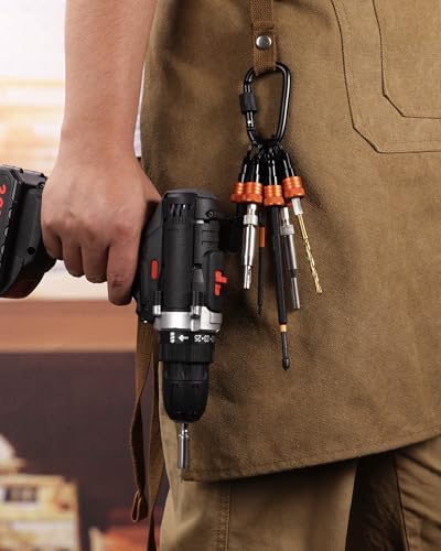 Bit Holder Keychain 12 Pcs, 1/4-Inch Hex Shank, Quick Release, Orange - color: Orange