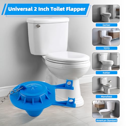 Universal 2-Inch Toilet Flapper, Adjustable Metal Chain, Chlorine-Resistant - style: Universal 2"