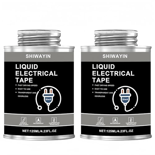 Liquid Electrical Tape 2-Pack, Black, 125ml Each, Waterproof, Fast Drying, High Temperature Resistant, Flexible Rubber Coating for Wires Cables Electrical Equipment, Anti-Corrosion Insulation Sealant