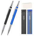 2mm Mechanical Pencil Set, 2 Pieces Artist Carpenter Drafting Pencils 2.0 mm with 2 Tube Lead Refill (HB, 2B), Art Lead Holder Metal Marker for Draft Drawing, Writing, Art Sketching