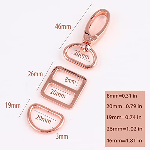 PECMER 3/4 Inch Purse Hardware for Bag Making, 18 Pcs Swivel Clasp Hooks - color: Rose Gold-18pcs-3/4 Inch