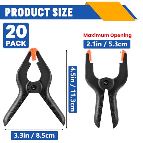 20 Pack 4.5 inch Plastic Spring Clamps, Backdrop Clips - size: 4.5in-20P