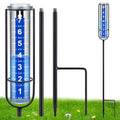 Rain Gauge Outdoor, New Upgraded Distinct Thickened Tube Rain Measure Gauge with Bold White Large Numbers, Adjustable Height Accurate Rain Meter Stake for Garden Lawn Patio - size: 3-Section Rain gauge White