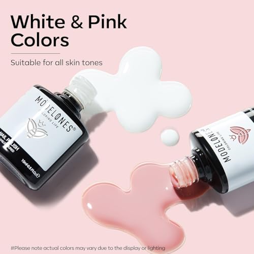 modelones French Tip Gel Polish Set 2 Pcs 15ml Jelly Nude Pink Milky White - color: A1-Snowy Blush