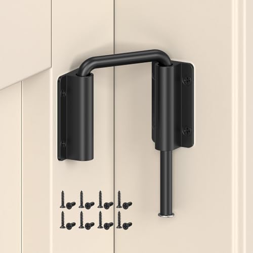 Upgraded Sliding Door Loop Lock, Gate Latches, Black - color: Black-1PC