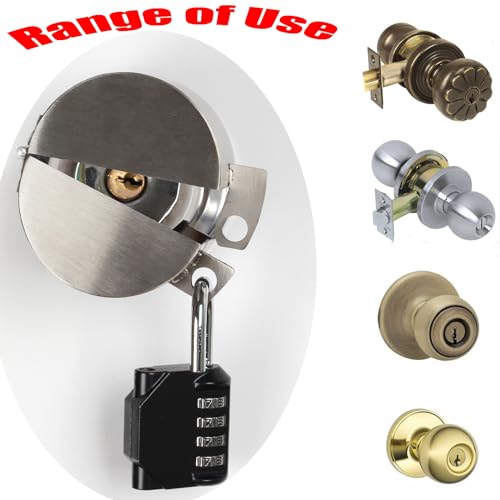 Door Handle Lock Device - Prevents Turning of Door Knob and Access to Keyhole - color: Stainless Steel