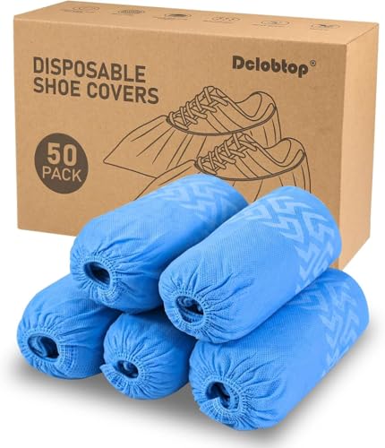 Shoe Covers Disposable Non-slip,Durable & Breathable Booties for Shoes Covers,Foot Covers for Shoes Disposable,Stretchable Fits Up to Size 13 US Men,X-Large 50 Count - size: Blue Set of 50(XL)