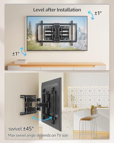 MOUNTUP Ultra Slim TV Wall Mount for Most 37-90 inch TVs, 1.1" Thin Low Profile Full Motion TV Mount Bracket, Dual Swivel Articulating Arms with Tilt, Fits 16" Studs, Max VESA 600x400mm Holds 132lbs - size: for 37-90 inch TV,Slim TV Mount