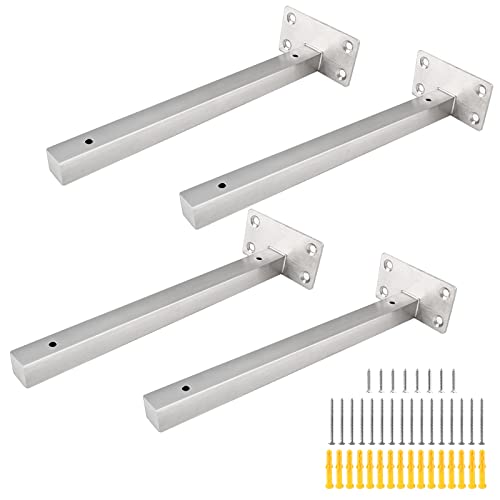 Luomorgo 10 Inch Floating Shelf Bracket, 4 Pcs, Silver Blind Shelf Support - size: 10 Inch-Silver
