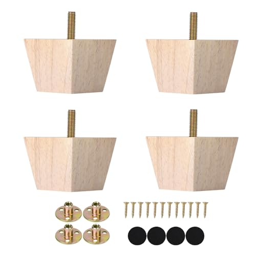 Michanco 2 inch Unfinished Wood Furniture Feet Sofa Legs Set of 4 for Couch Square Wooden Replacement Leg - size: 2 Inch Unfinished