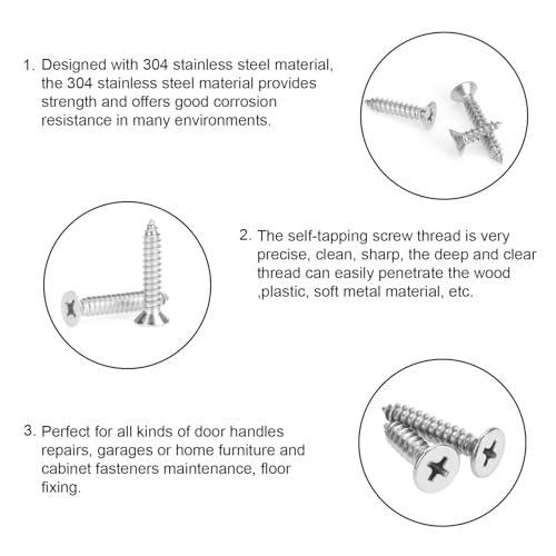 DYWISHKEY 246 Pieces Wood Screws Set - #2 x 1/4" 3/8" 1/2" 5/8" 3/4" Assorted Sizes - Screw Assortment Kit - size: #2