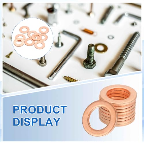 MECCANIXITY 9Pcs Flat Washer, M10 Copper Washers Copper Sealing Ring Crush Washer Kit Assortment, 10mm ID, 20mm OD, 1.5mm Thick for Bolts Screws Machinery Repair - size: 10mmx20mmx1.5mm