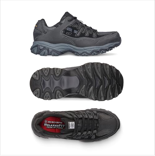 Skechers Men's Cankton Steel Toe Lace Up - color: Black/Charcoal, size: 8