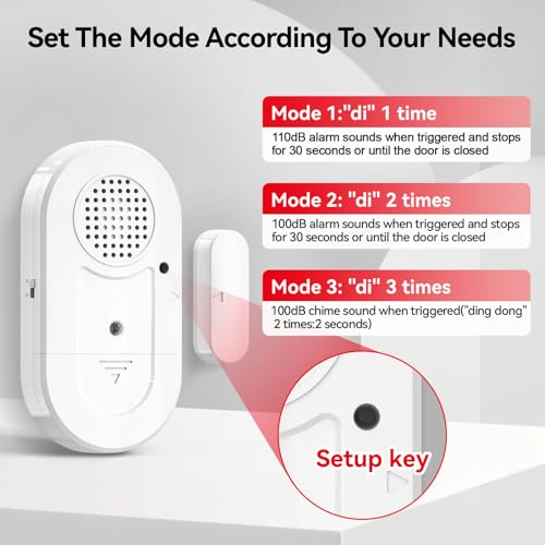 Sanjie Door Window Alarm Sensors, 5 Pack, 125dB, Volume Control - color: White