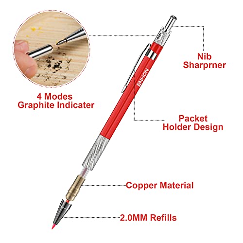 Enhon 4 Pack Carpenter Pencil Set with Sharpener, Black/Red/Yellow - color: Black, Red, Yellow
