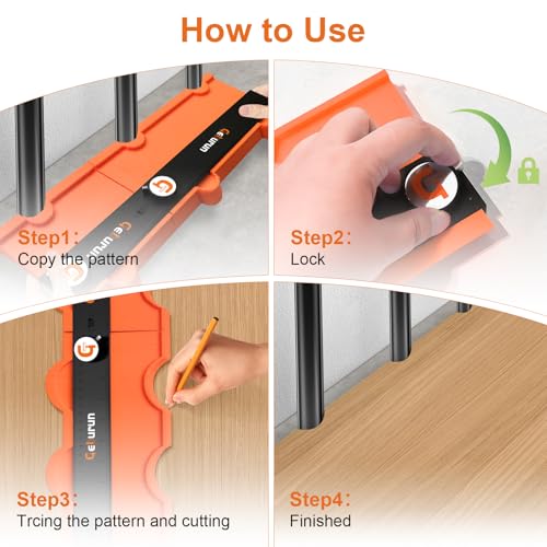 Contour Gauge (10+5 Inch) Unlimited Connection Profile Tool with Lock, Valentine's Day Gifts for Men Husband Him, Super Contour Duplicator Woodworking Tools Construction Outline Angle Measuring Tool