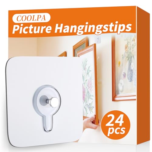 24PCS Picture Hangers Without Nails, Wall Hangers Without Nails, Adhesive Wall Hooks, to use Inside Kitchen, Bathroom, Home and Office (8mm) - size: 8mm(24PCS)