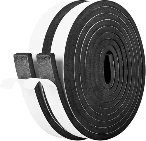 Kikerike Self Adhesive Foam Tape Weatherstrip 1In x 3/8In x 20Ft High Density Foam Insulation Strips Seal Weather Stripping with Strong Adhesive for Door and Window Sound Isolation Soundproofing - size: 1in x 3/8in x 20Ft