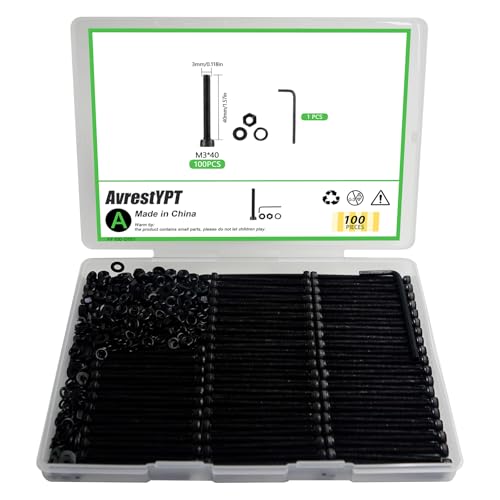 100 Pcs M3 x 40mm Socket Head Screws, Grade 12.9 Alloy Steel Fully Threaded Machine Screws, Metric Bolts Assortment Kit for Furniture Assembly - size: M3x40mm-100pcs