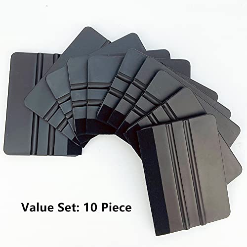 CCyanzi 4inch Vinyl Squeegee Tool Window Film Squeegee Decal Scraper Sign-Making Graphic Wallpaper Application, Felt Edge Protection Prevents Scratches - 10Piece Black - color: Black