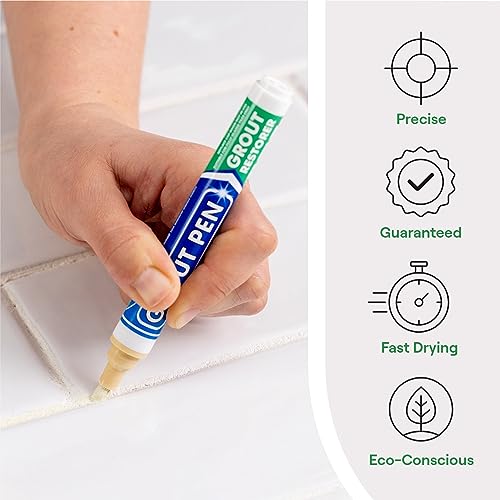Grout Pen Cream Tile Grout Paint Marker - Narrow 5mm Tip (7mL) - 3 Pack - style: Cream