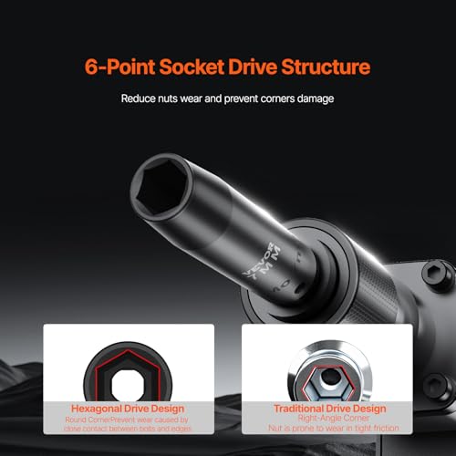VEVOR Impact Socket Set 3/8" Drive, 90 PCS, CR-MO, SAE 1/4"-3/4" Metric 6-19mm, with Shallow & Deep Sockets, Swivel & E-Torx & Bit socket Sockets, Extension Bars, Adapters, Universal Joint - size: 3/8" 90 PCS CR-MO