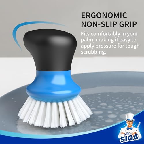 MR.SIGA Dish Scrub Brush, Palm Brush Dish Scrubber, Blue, Pack of 2 - color: Blue