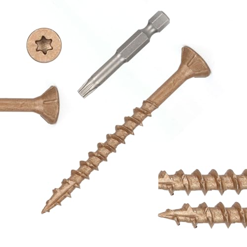 Wood Screws #8 x 2’’, T25 Star Torx Drive Flat Head Deck Screws, Brown, 127Pcs (1lb) - color: Brown, size: 8X2’’