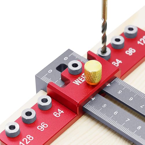 Cabinet Hardware Jig for Handles and Knobs, Aluminum Alloy Drill Guide Sleeve Drawer Pull Wood Adjustable Drill Template Guide Tool Set Punch Locator for Installing Handles