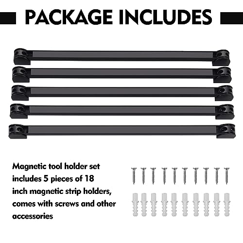 5 Pack Magnetic Tool Holder, Magnetic Strips Tool Magnet Bar PVC Coated for Garage Tool Organizer 16 In - style: 16IN-5 PACK
